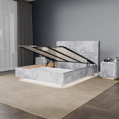 Кровать с подъемным механизмом Диона Серая 180х200 (avatr6)
